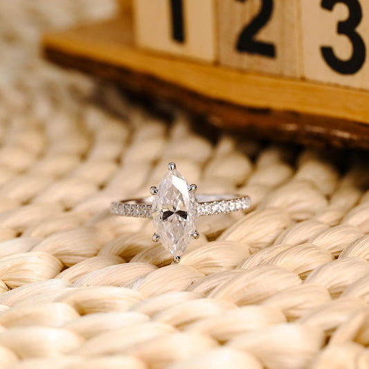 Marquise Cut Cluster Styled Lab Grown Diamond Engagement Ring