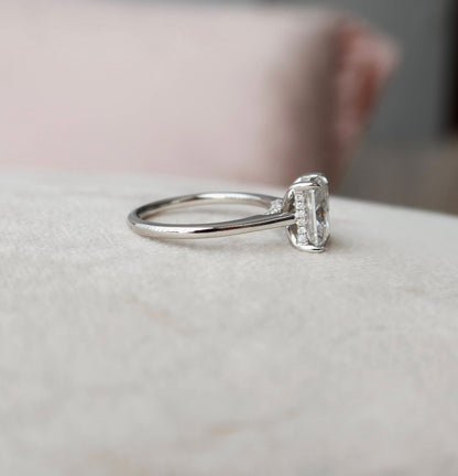 2.0 CT Radiant Cut Hidden Halo Style Moissanite Engagement Ring 4