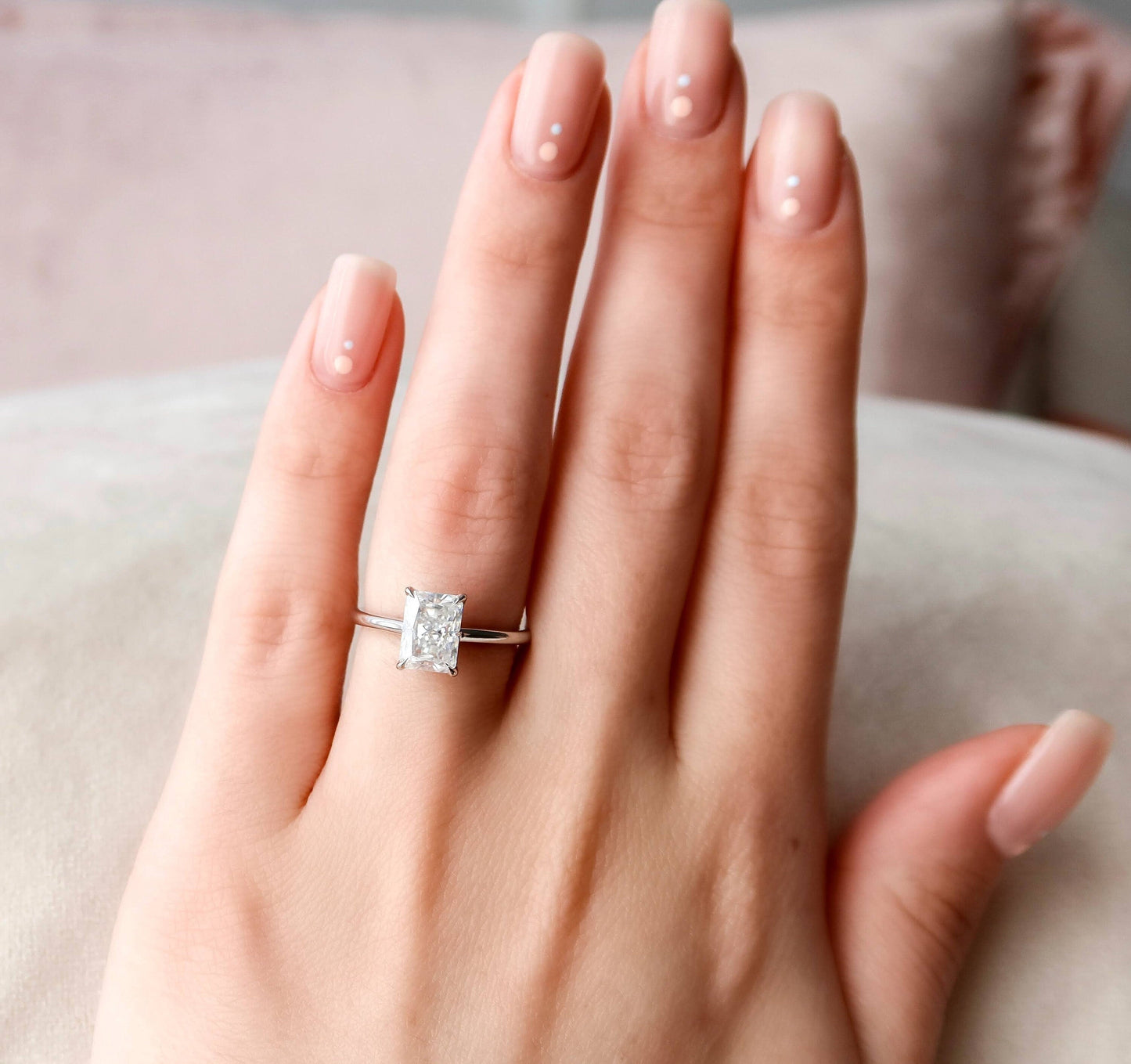 2.0 CT Radiant Cut Hidden Halo Style Moissanite Engagement Ring 2