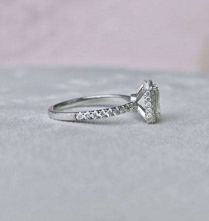 1.0 CT Emerald Halo & Pave Style Moissanite Engagement Ring 3