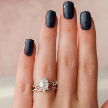 Marquise Cut Cluster Styled Lab Grown Bridal Ring Set