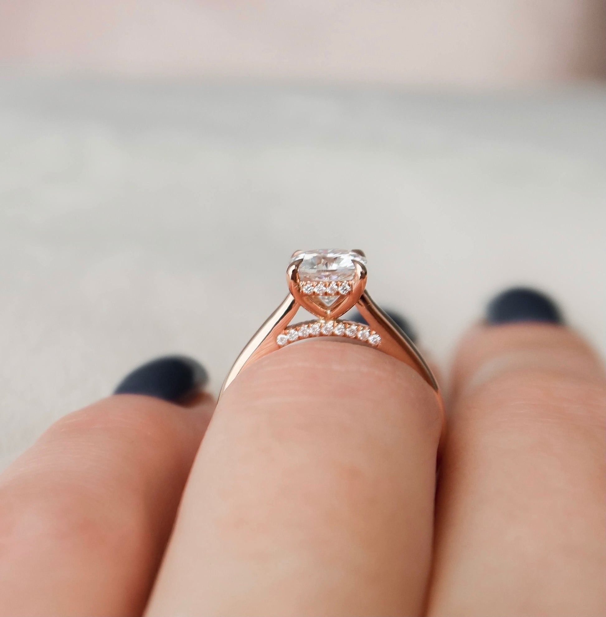2.0 CT Cushion Cut Hidden Halo Moissanite Engagement Ring 6