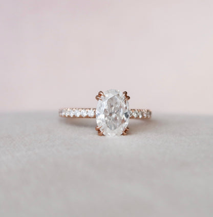 2.0 CT Oval Hidden Halo & Pave Setting Moissanite Engagement Ring 3