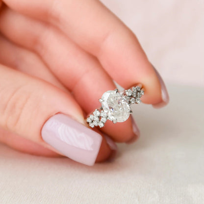 Marquise Cut Cluster Styled Lab Grown Bridal Ring Set