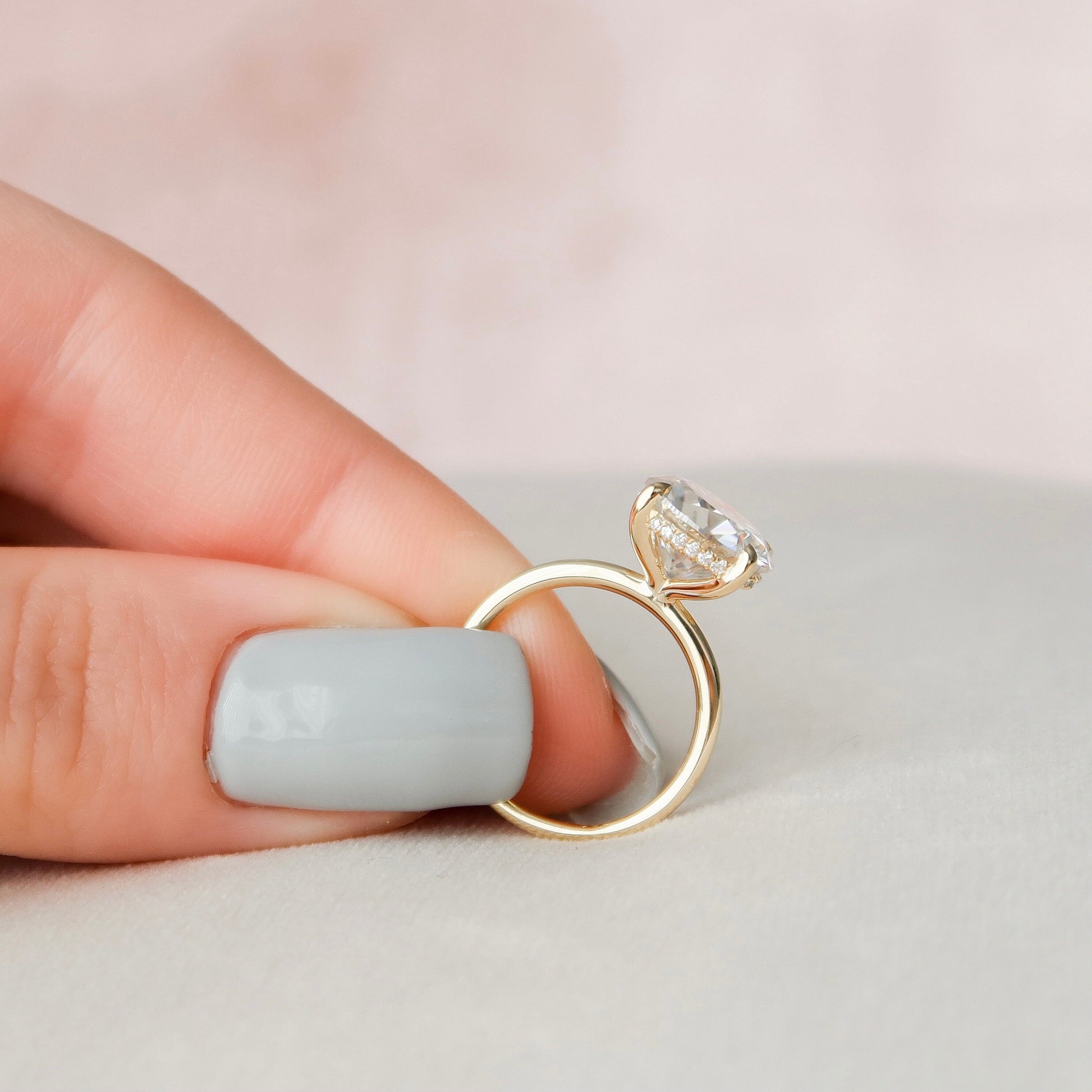 5.0 CT Round Cut Hidden Halo Style Moissanite Engagement Ring 8