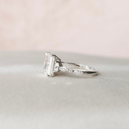 3.50 CT Radiant Cluster Style Moissanite Engagement Ring 9