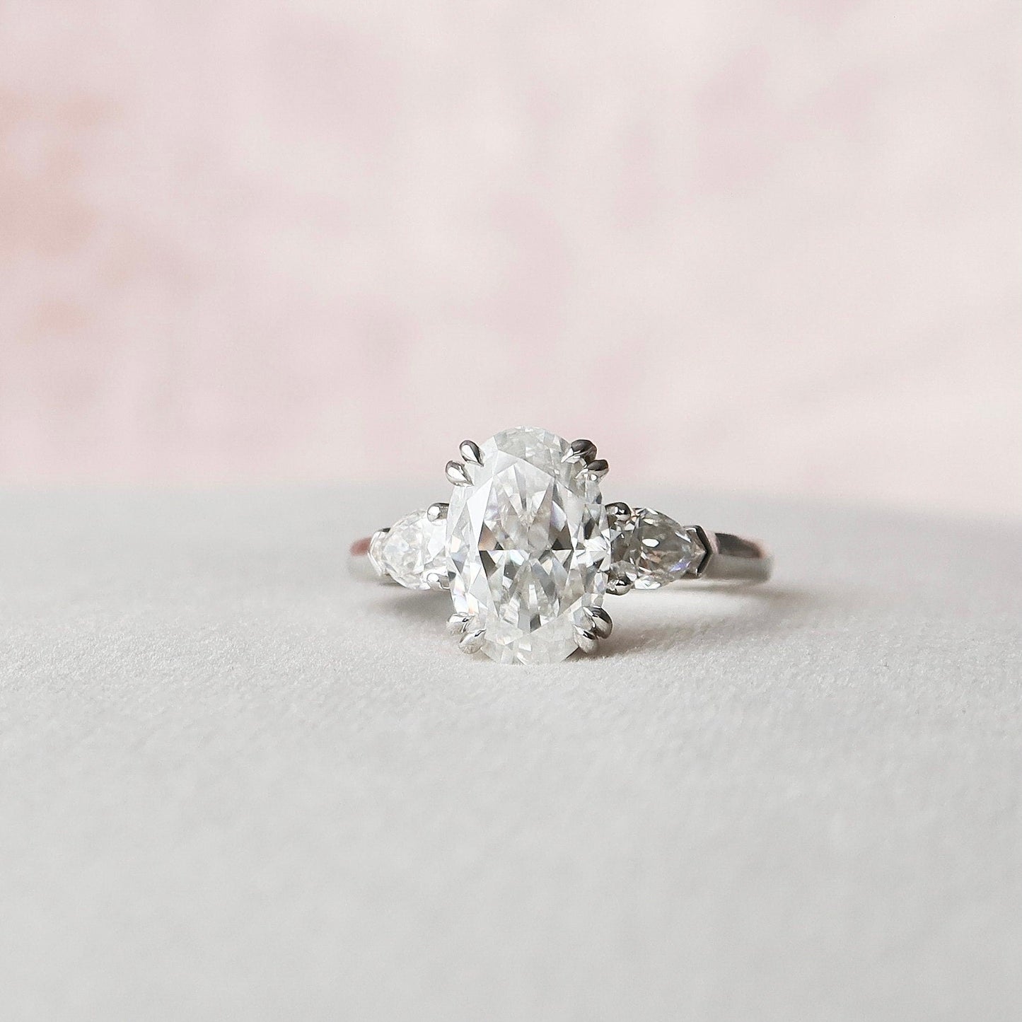 3.5 CT Oval Moissanite 3-Stones Engagement Ring (US Size 4.5 Ready To Ship)
