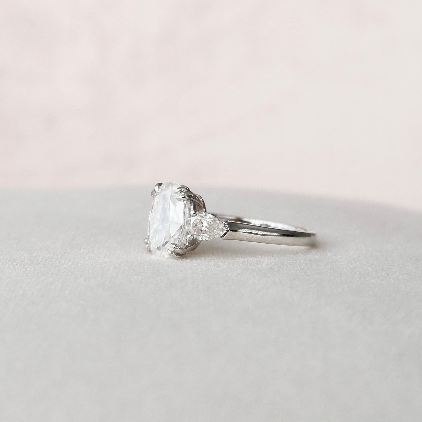 3.5 CT Oval Moissanite 3-Stones Engagement Ring (US Size 4.5 Ready To Ship)