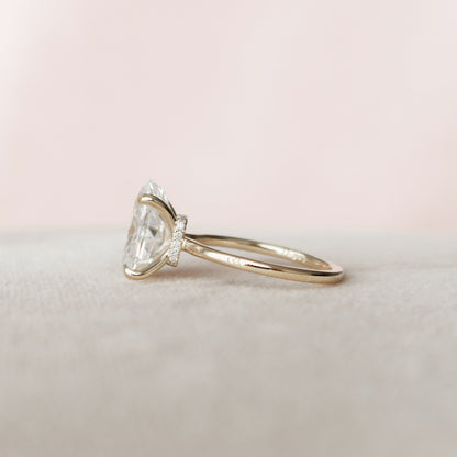 4.0 CT Oval Hidden Halo Setting Moissanite Engagement Ring 6