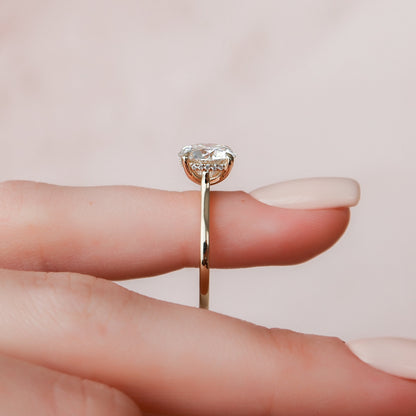 3.0 CT Round Cut Hidden Halo Style Moissanite Engagement Ring 5