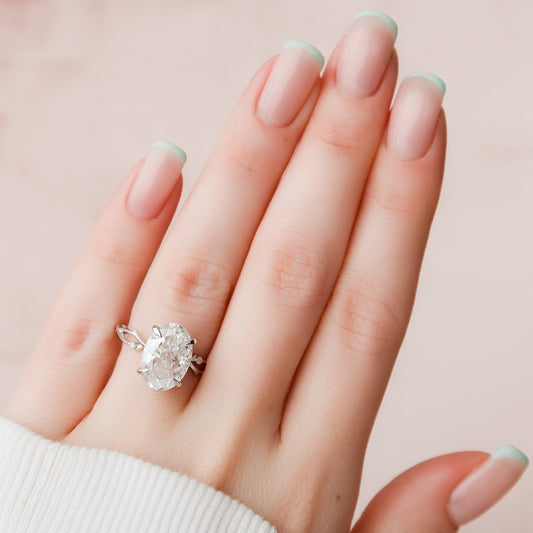 5.0 CT Oval Cut Twig Pave Style Moissanite Engagement Ring 6