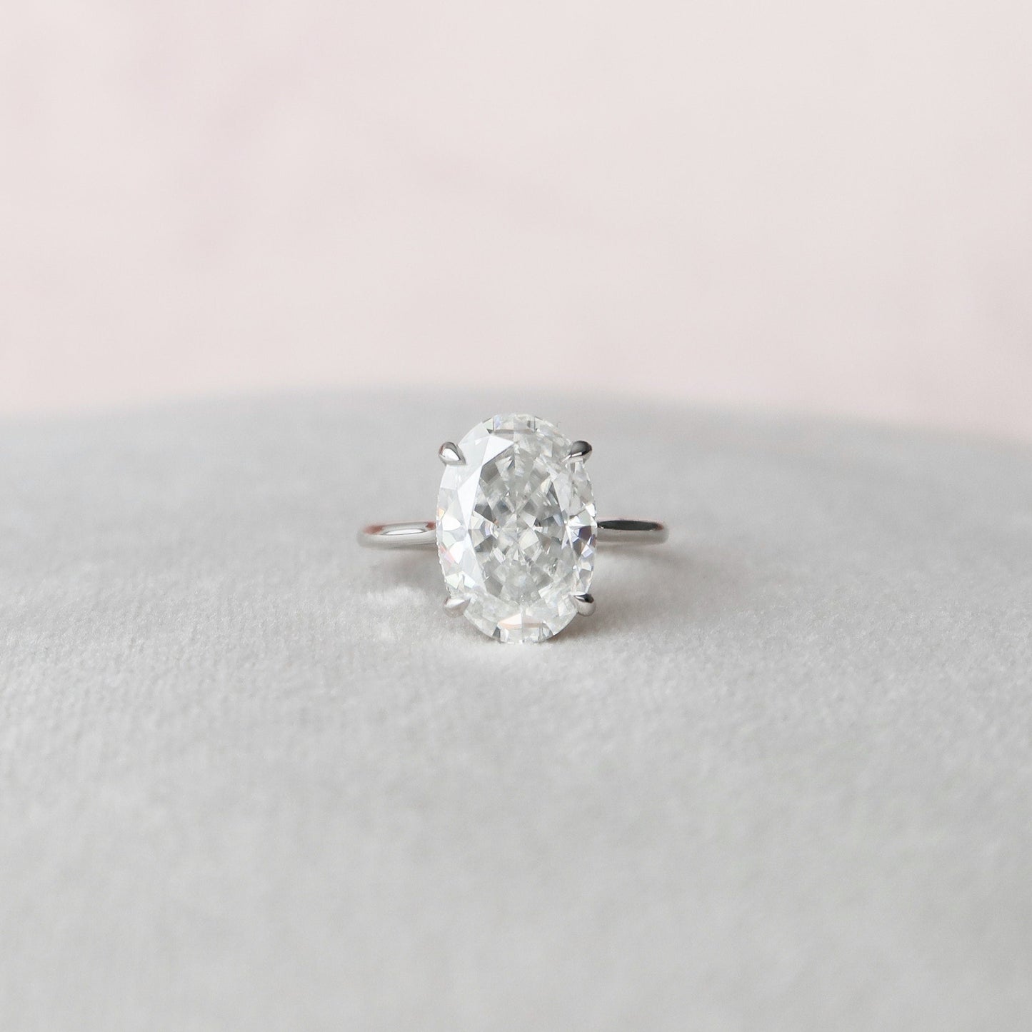 5.0 CT Oval Cut Hidden Halo Style Moissanite Engagement Ring 1
