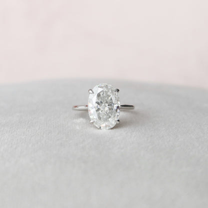 5.0 CT Oval Cut Hidden Halo Style Moissanite Engagement Ring 1