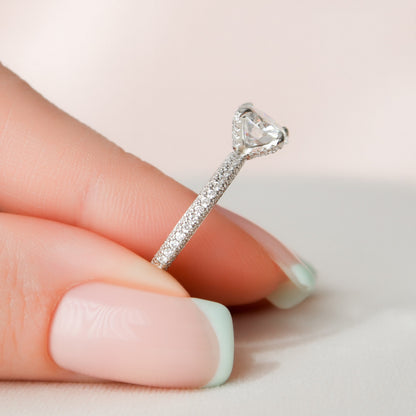 1.5 CT Round Moissanite Engagement Ring With Pave Setting 7