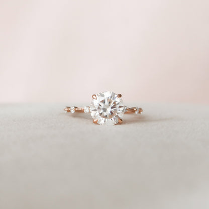 2.5 CT Round Cut Dainty Pave Moissanite Engagement Ring 9