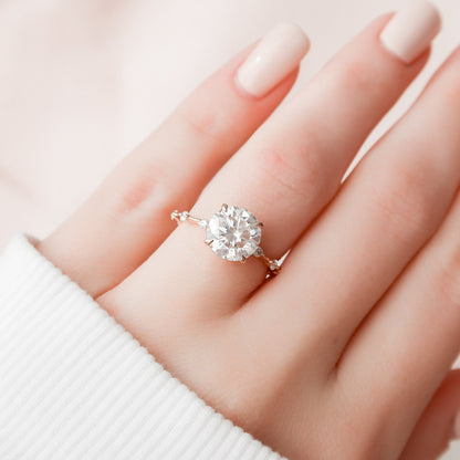 2.5 CT Round Cut Dainty Pave Moissanite Engagement Ring 4