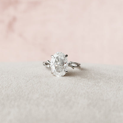 5.0 CT Oval Cut Twig Pave Style Moissanite Engagement Ring 1