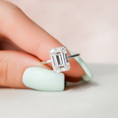 4.5 CT Emerald Hidden Halo Style Moissanite Engagement Ring 4