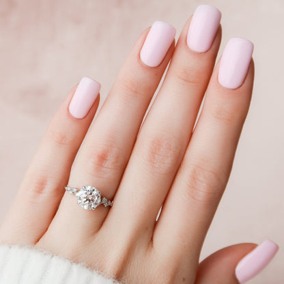 2.0 CT Round Hidden Halo Pave Style Moissanite Engagement Ring 5