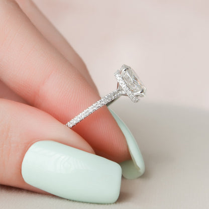 1.5 CT Oval Hidden Halo Pave Moissanite Engagement Ring 7