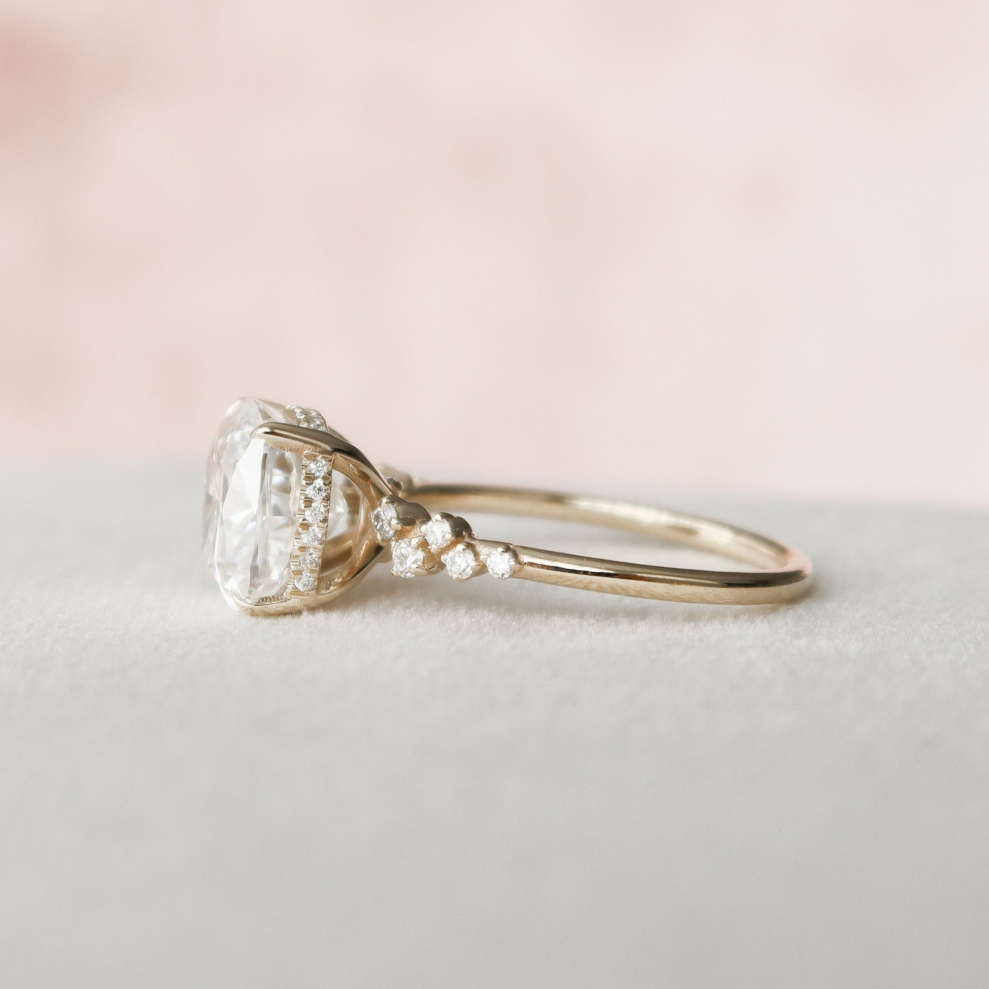 4.0 CT Cushion Hidden Halo Pave Style Moissanite Engagement Ring 3