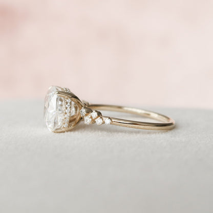 4.0 CT Cushion Hidden Halo Pave Style Moissanite Engagement Ring 3