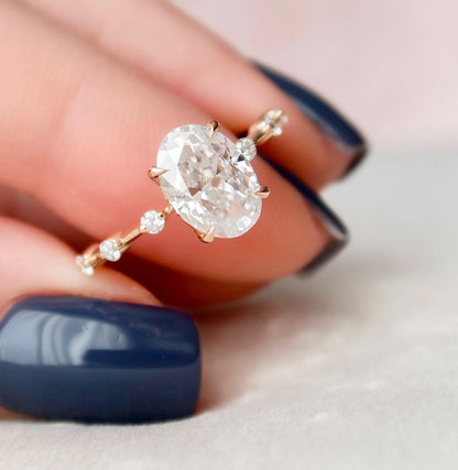 2.0 CT Oval Cut Dainty Pave Moissanite Engagement Ring 5