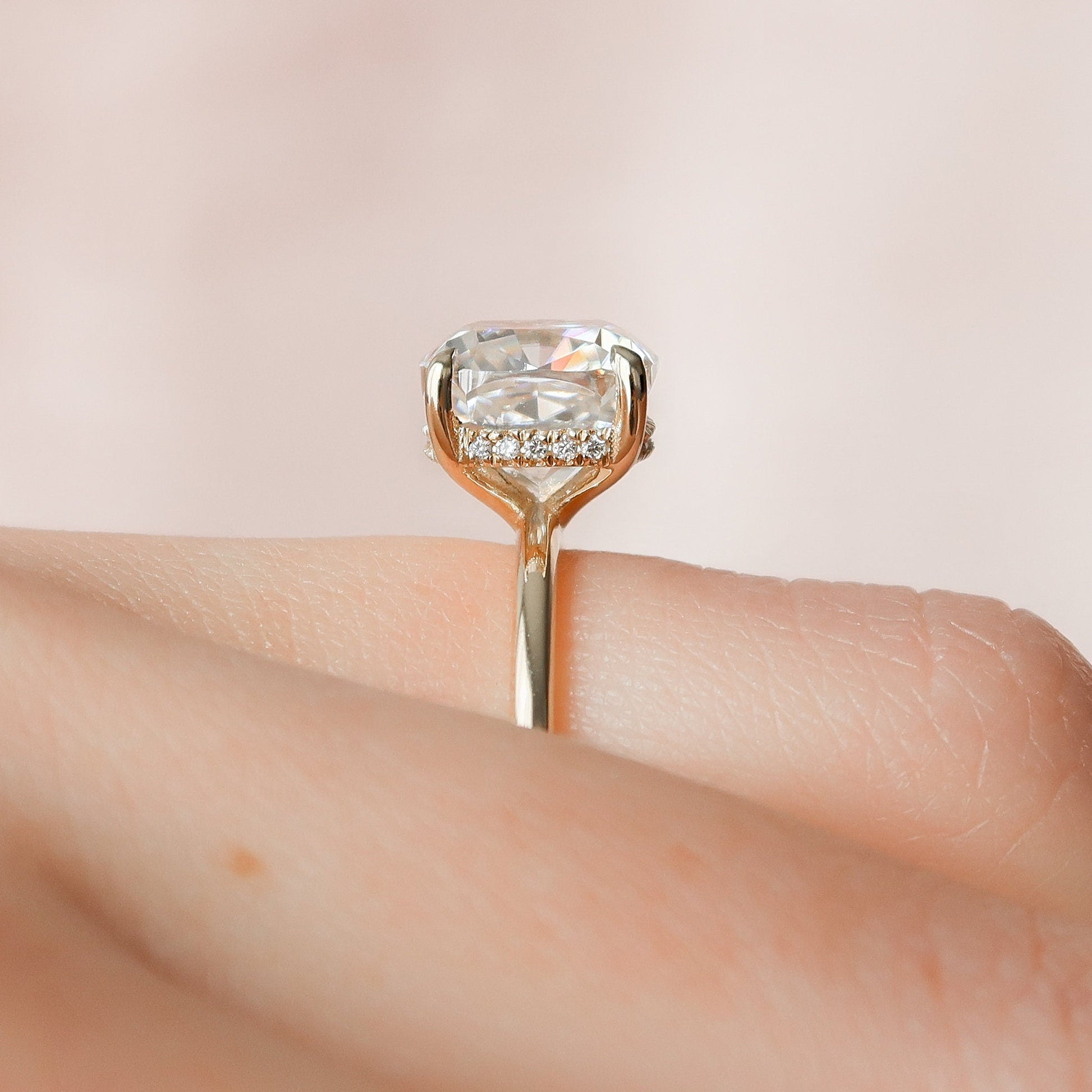 3.50 CT Cushion Cut Hidden Halo Style Moissanite Engagement Ring 4