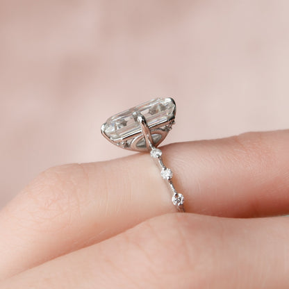 3.0 CT Emerald Cut Dainty Pave Moissanite Engagement Ring 5