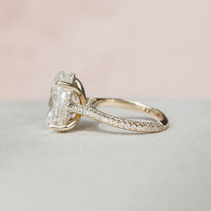 5.0 CT Oval Cut Pave Hidden Halo Moissanite Engagement Ring 3
