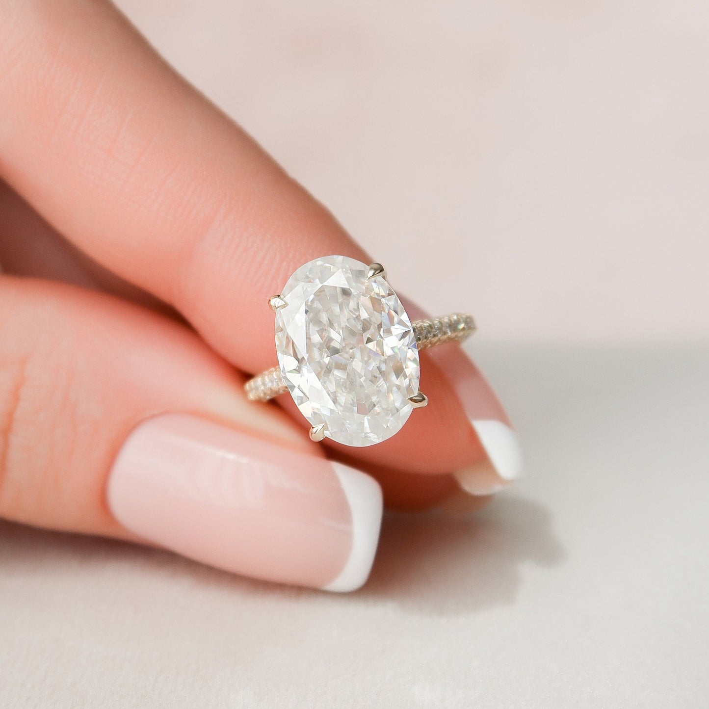 5.0 CT Oval Cut Pave Hidden Halo Moissanite Engagement Ring 5