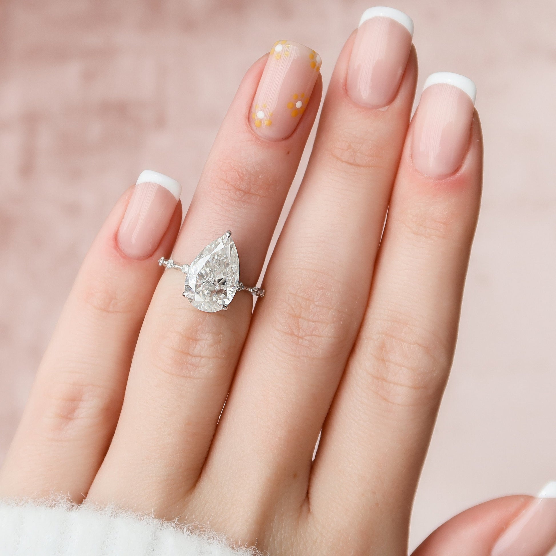 3.5 CT Pear Cut Dainty Pave Moissanite Engagement Ring 8