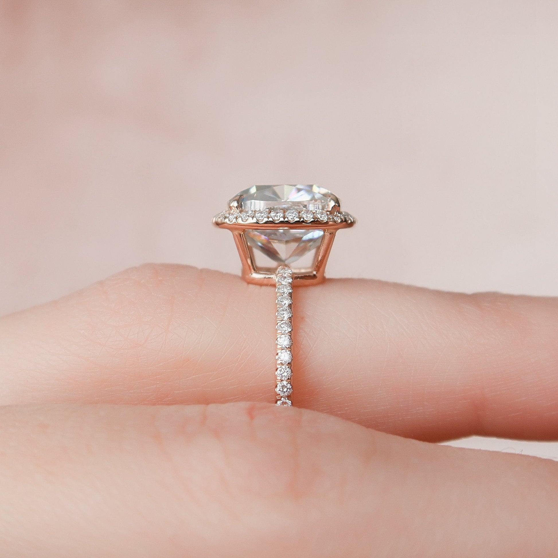 5.0 CT Cushion Halo & Pave Moissanite Engagement Ring 5