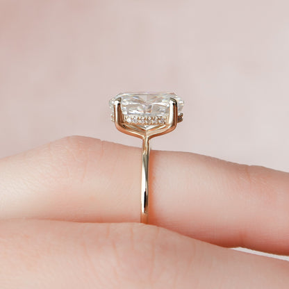 3.5 CT Oval Cut Hidden Halo Moissanite Engagement Ring 3