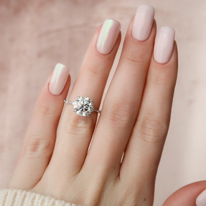 2.5 CT Round Cut Dainty Pave Moissanite Engagement Ring 8