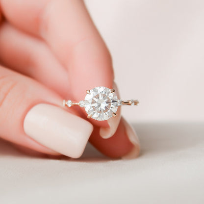 2.5 CT Round Cut Dainty Pave Moissanite Engagement Ring 2