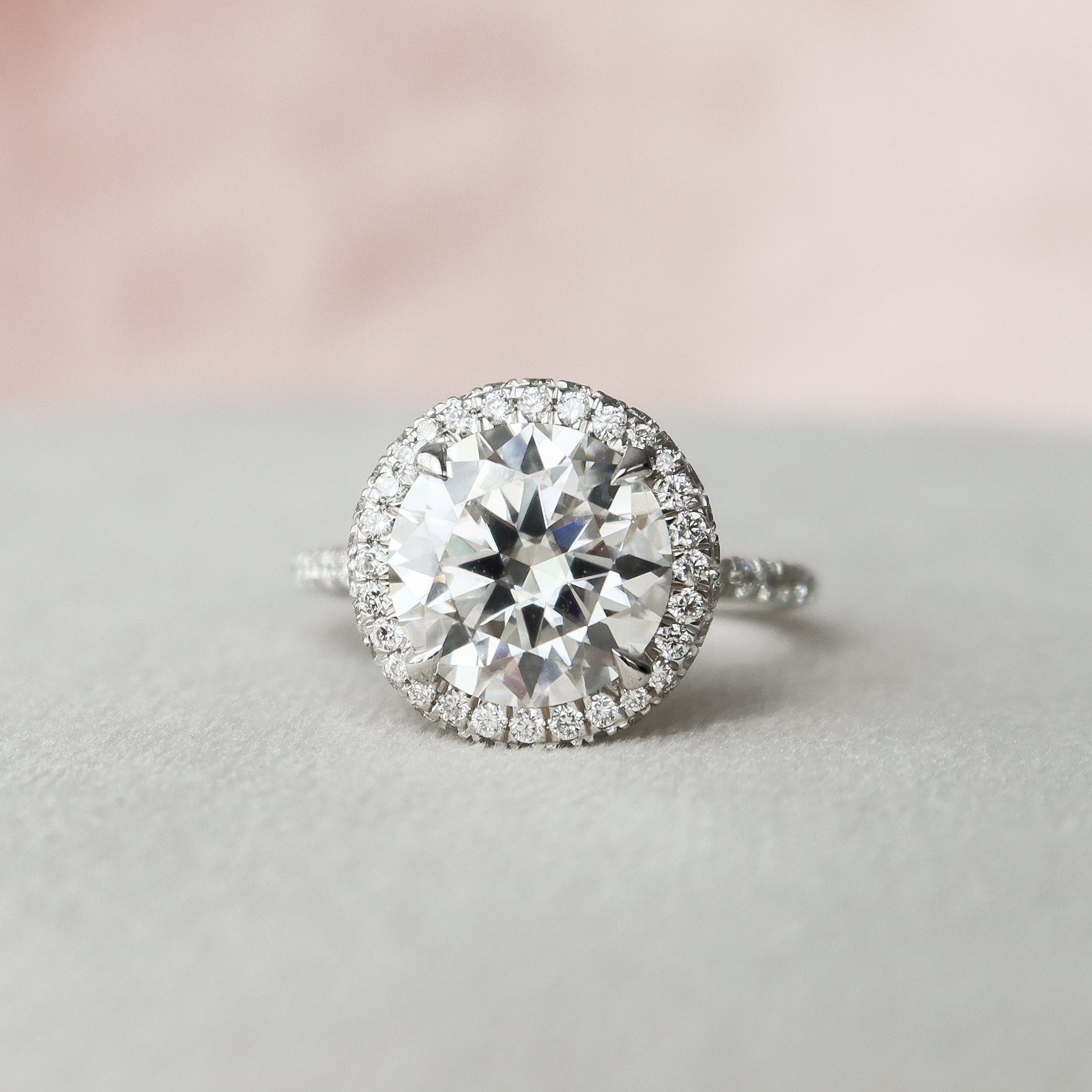 3.5 CT Round Halo & Pave Style Moissanite Engagement Ring 1