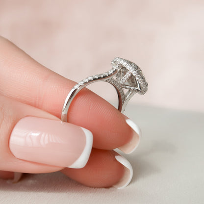 3.5 CT Round Halo & Pave Style Moissanite Engagement Ring 4