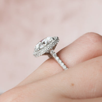 3.5 CT Round Halo & Pave Style Moissanite Engagement Ring 6