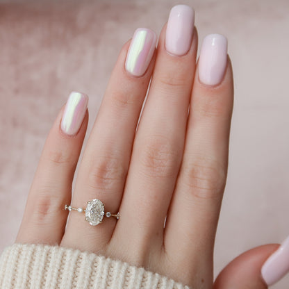 1.5 CT Oval Cut Dainty Pave Moissanite Engagement Ring 5