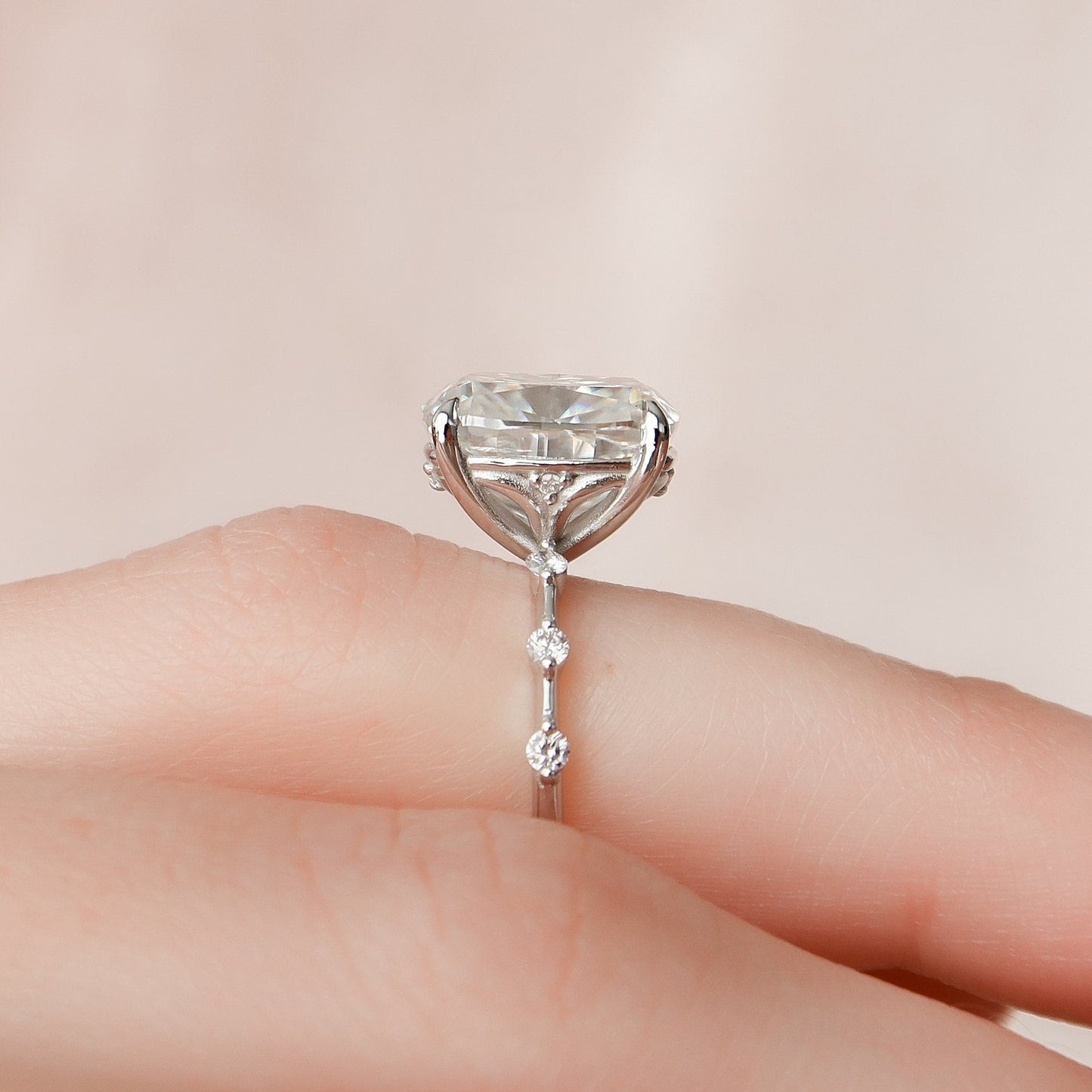 5.0 CT Cushion Cut Dainty Pave Moissanite Engagement Ring 3