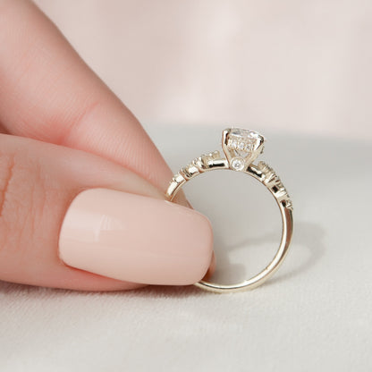 1.0 CT Round Hidden Halo Pave Style Moissanite Engagement Ring 7