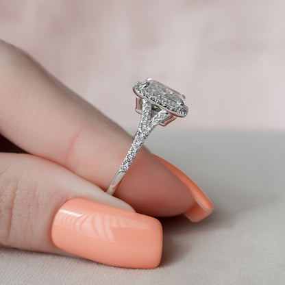 3.50 CT Radiant Halo & Pave Split Shank Moissanite Engagement Ring 6