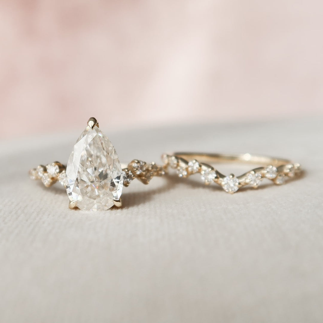 Marquise Cut Cluster Styled Lab Grown Bridal Ring Set