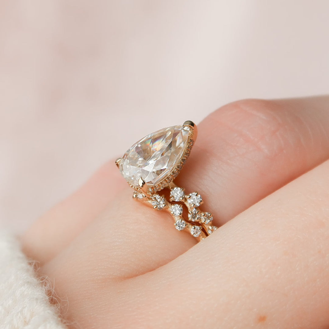 Marquise Cut Cluster Styled Lab Grown Bridal Ring Set