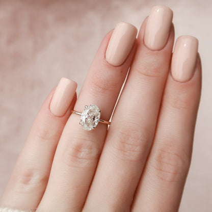 2.0 CT Oval Hidden Halo Moissanite Engagement Ring 5