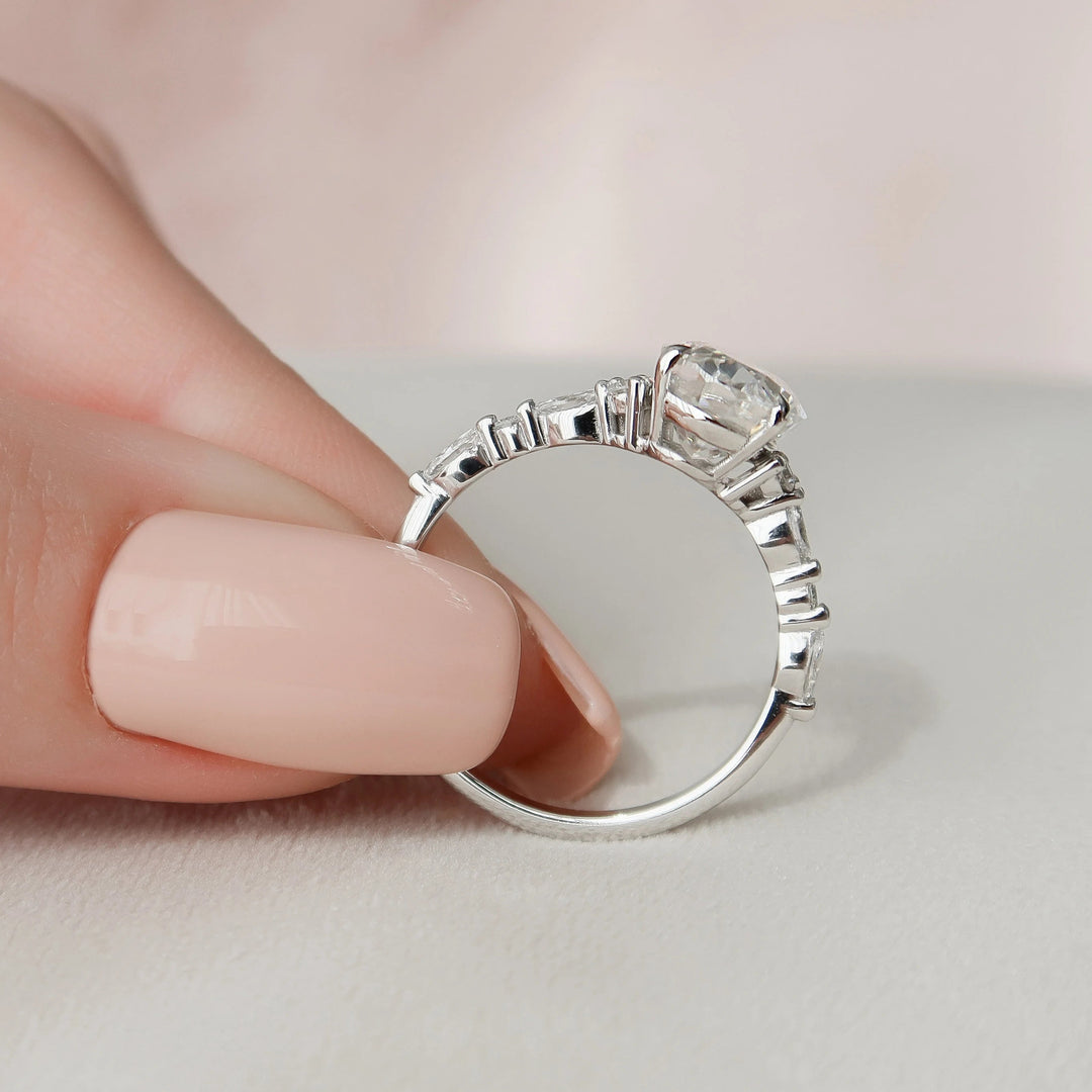 Marquise Cut Cluster Styled Lab Grown Bridal Ring Set