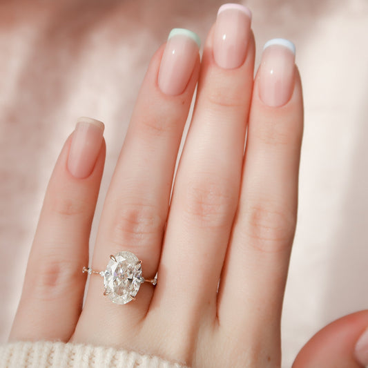 5.0 CT Oval Dainty Style Pave Moissanite Engagement Ring 4