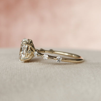1.5 CT Oval Cut Dainty Pave Moissanite Engagement Ring 2