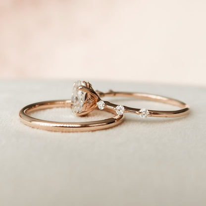 Marquise Cut Cluster Styled Lab Grown Bridal Ring Set